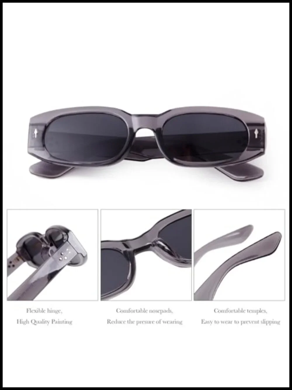 Y2K Retro Rectangle Sunglasses Vintage 90s Narrow Oval Frame UV400